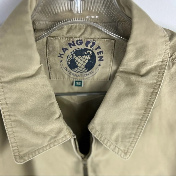Vintage Hang Ten Men's Beige Bomber style Jacket Size L Casual Lightweight - Picture 2 of 10